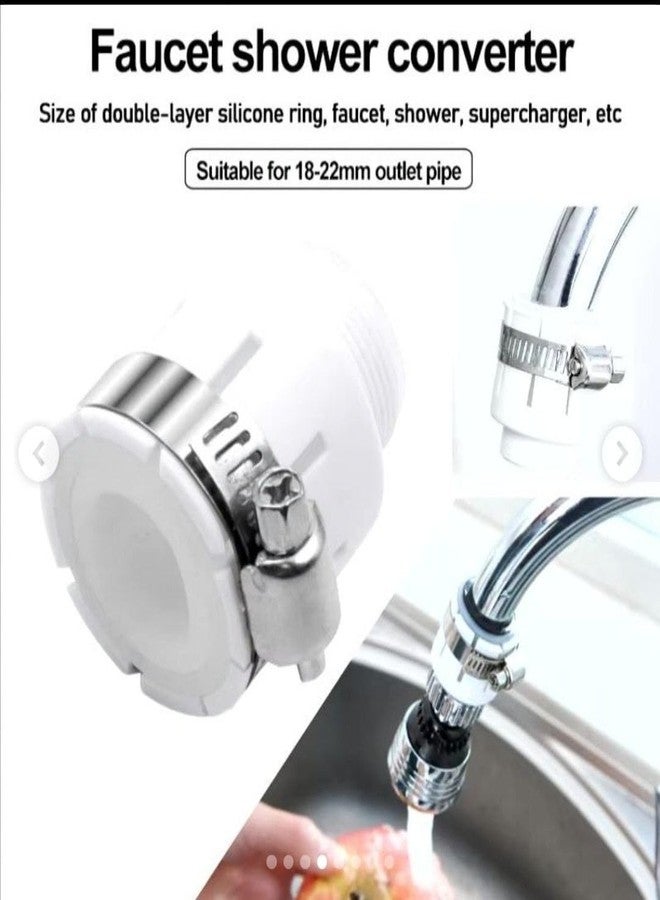 SHOPECOM محول صنبور دش من SHOPECOM، محول صنبور مياه منزلي للمطبخ، موصل فلتر صنبور لحوض غسيل الحمام المنزلي، وصلة صنبور مطبخ مرنة مضادة للرذاذ (قطعتان) - Image 5